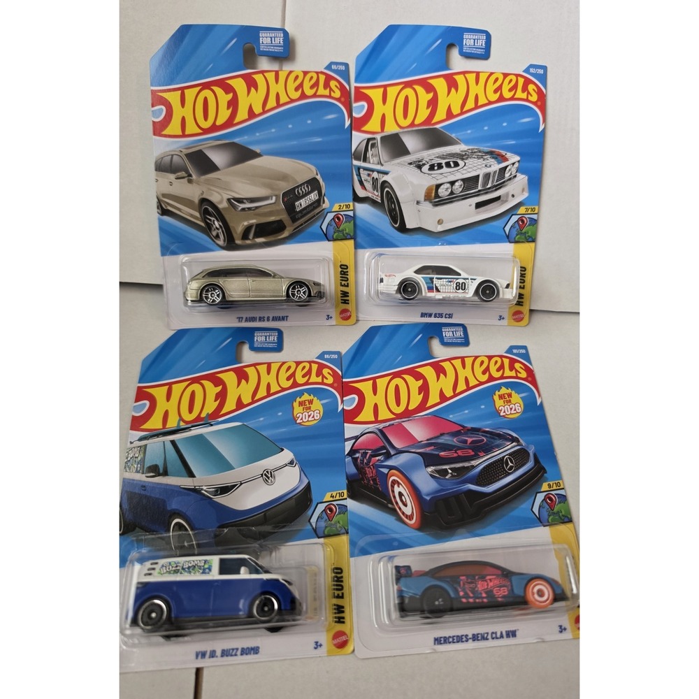 Hot Wheels Euro Lot BMW 635 CSi Audi RS6 Avant Mercedes CLA VW ID Buzz Bomb
